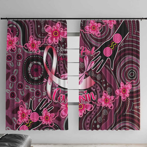 Breast Cancer Australian Aboriginal Window Curtain I Wear Pink Because I Love My Cousin