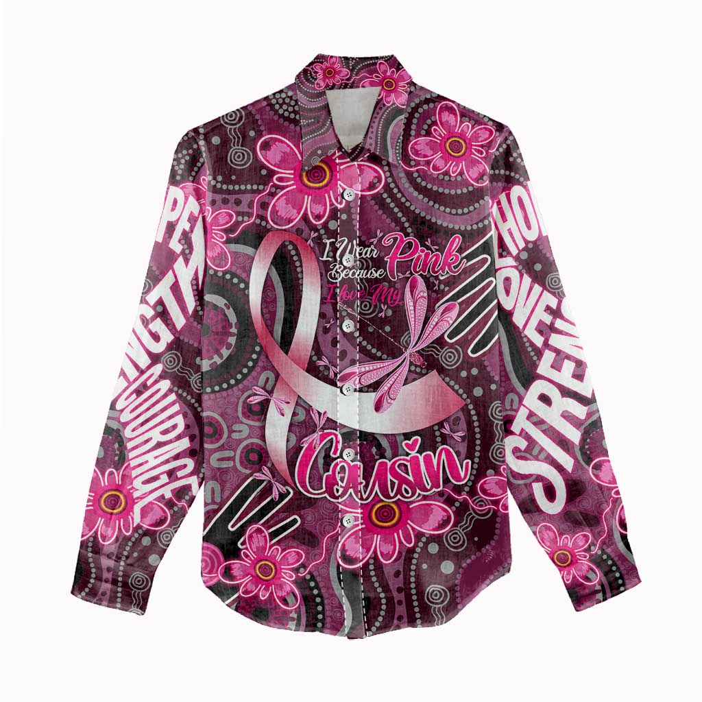 Breast Cancer Australian Aboriginal Women Casual Shirt I Wear Pink Because I Love My Cousin