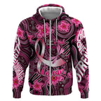 Breast Cancer Australian Aboriginal Zip Hoodie I Wear Pink Because I Love My Cousin