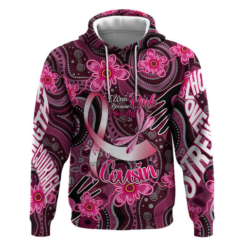 Breast Cancer Australian Aboriginal Zip Hoodie I Wear Pink Because I Love My Cousin