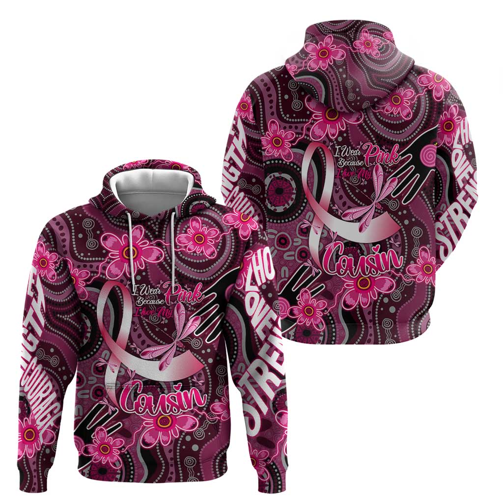 Breast Cancer Australian Aboriginal Zip Hoodie I Wear Pink Because I Love My Cousin