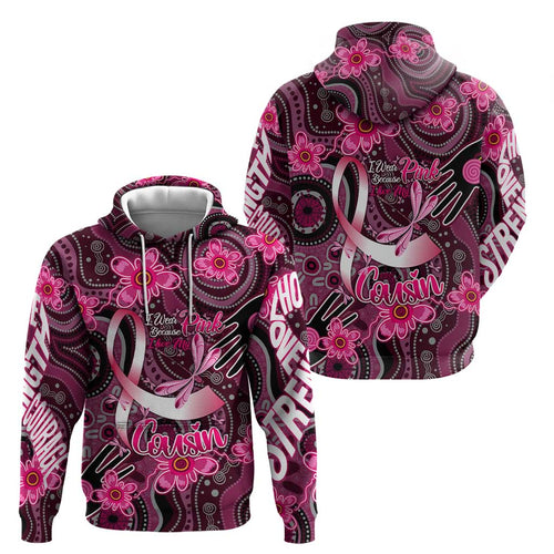 Breast Cancer Australian Aboriginal Zip Hoodie I Wear Pink Because I Love My Cousin