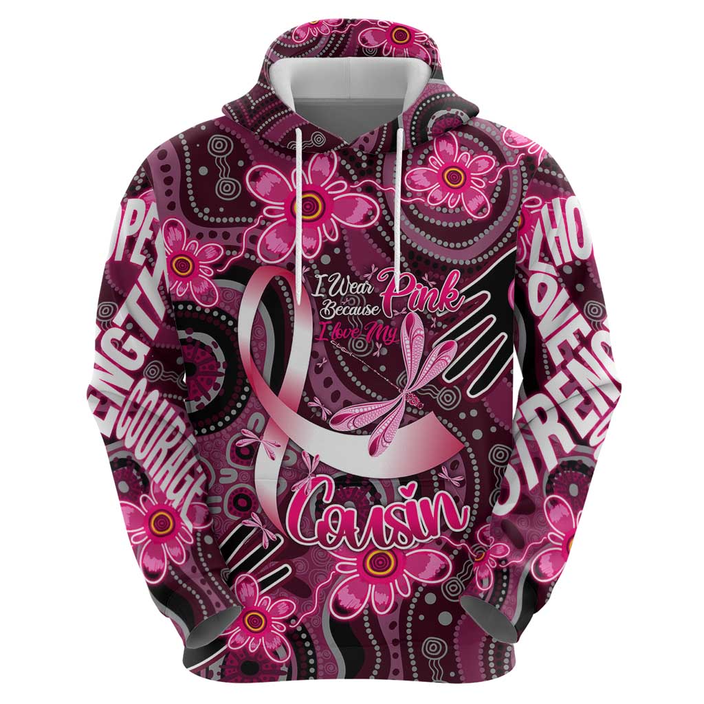 Breast Cancer Australian Aboriginal Zip Hoodie I Wear Pink Because I Love My Cousin