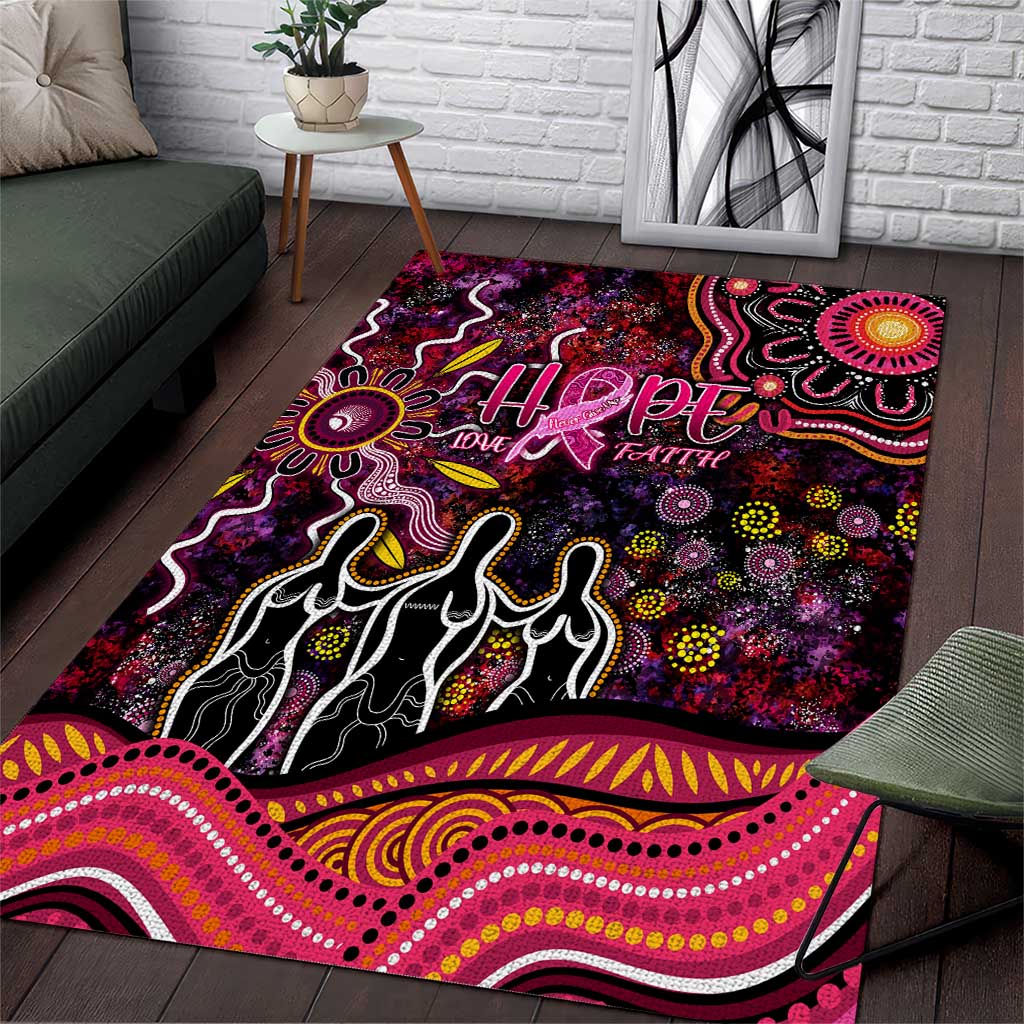 Breast Cancer Aboriginal Area Rug Australian Indigenous Never Give Up - Faith Hope Love