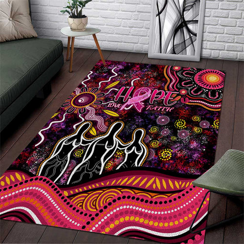 Breast Cancer Aboriginal Area Rug Australian Indigenous Never Give Up - Faith Hope Love