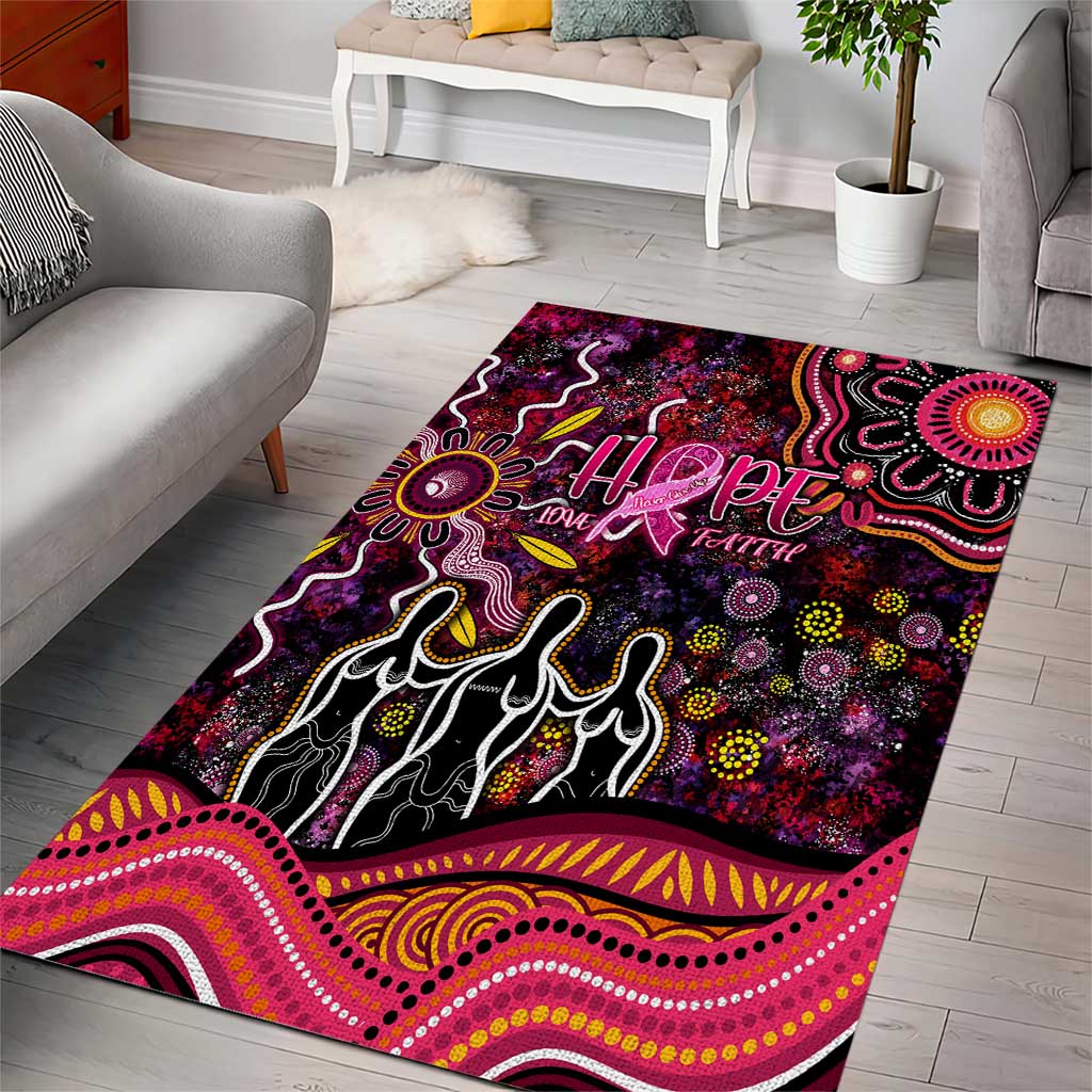 Breast Cancer Aboriginal Area Rug Australian Indigenous Never Give Up - Faith Hope Love