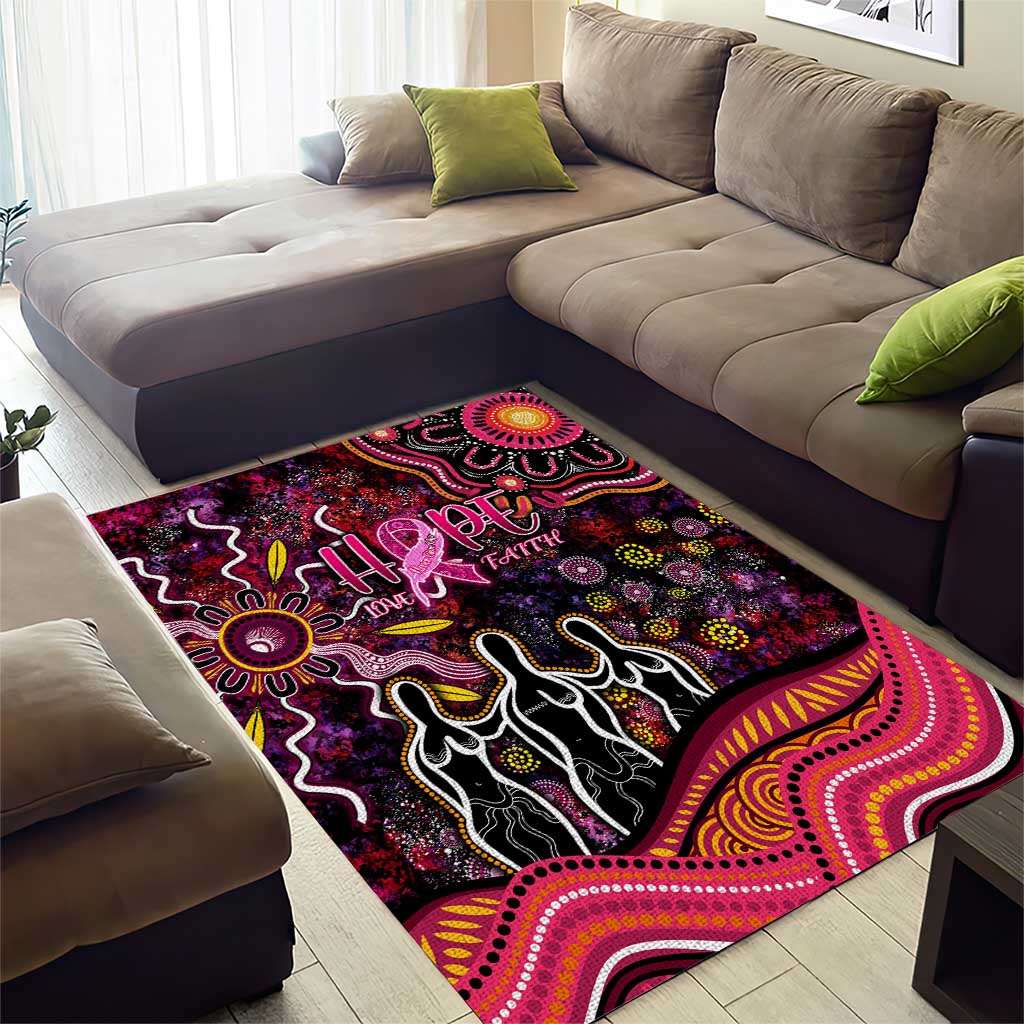 Breast Cancer Aboriginal Area Rug Australian Indigenous Never Give Up - Faith Hope Love