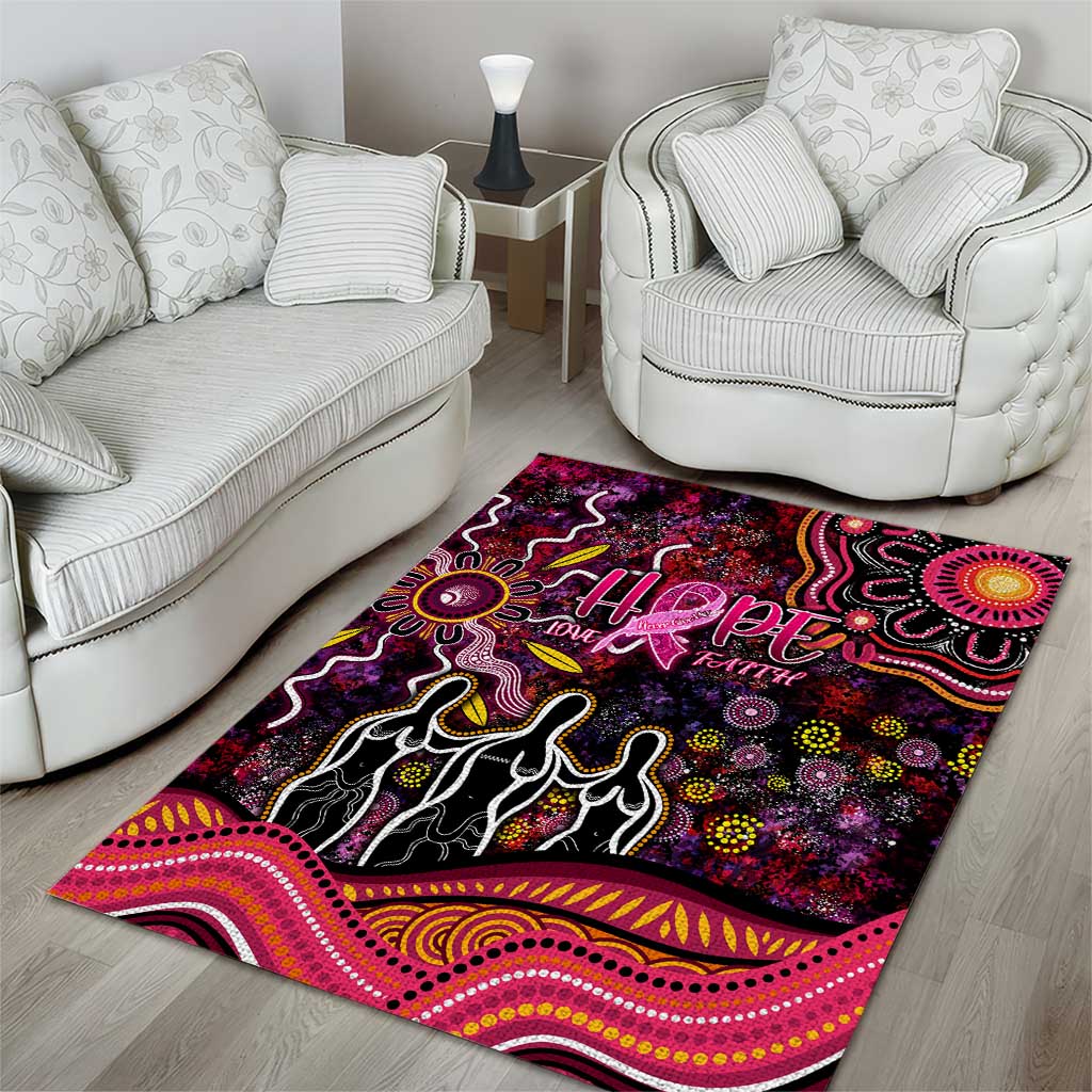 Breast Cancer Aboriginal Area Rug Australian Indigenous Never Give Up - Faith Hope Love