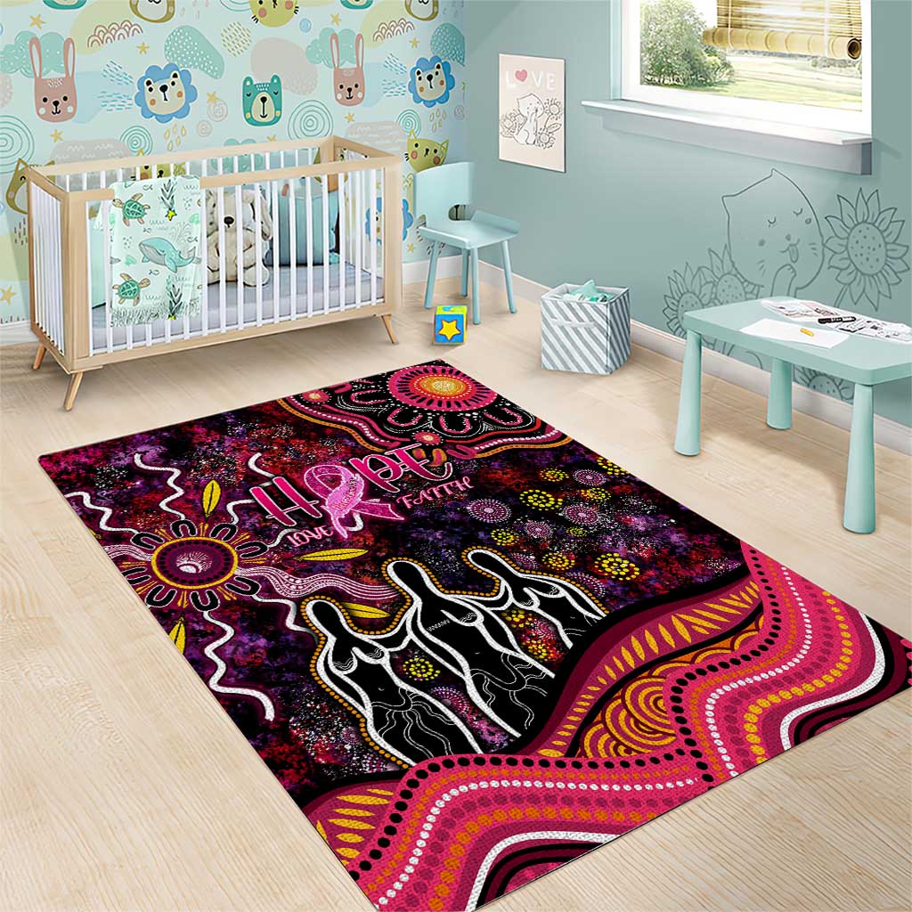 Breast Cancer Aboriginal Area Rug Australian Indigenous Never Give Up - Faith Hope Love