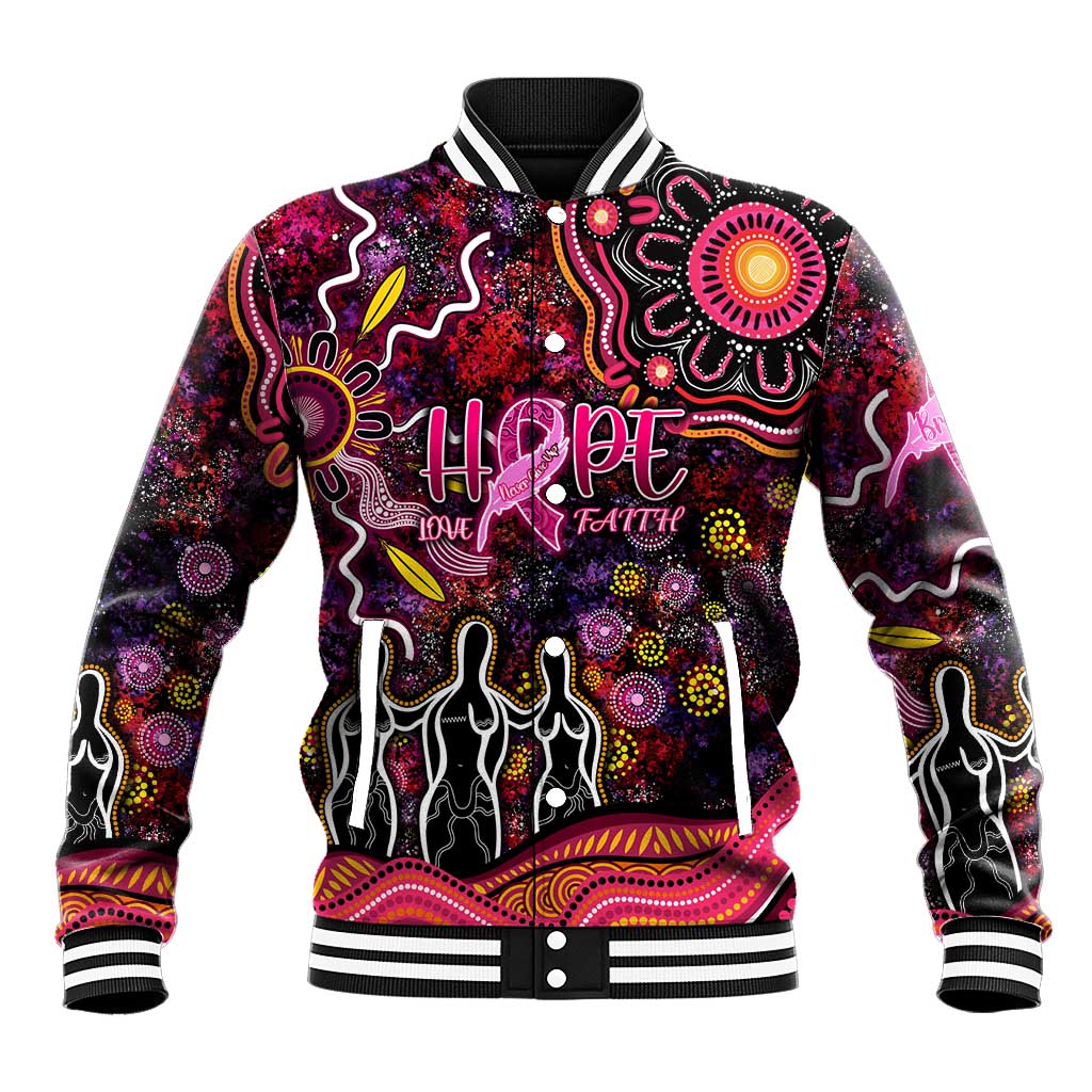 Breast Cancer Aboriginal Baseball Jacket Australian Indigenous Never Give Up - Faith Hope Love