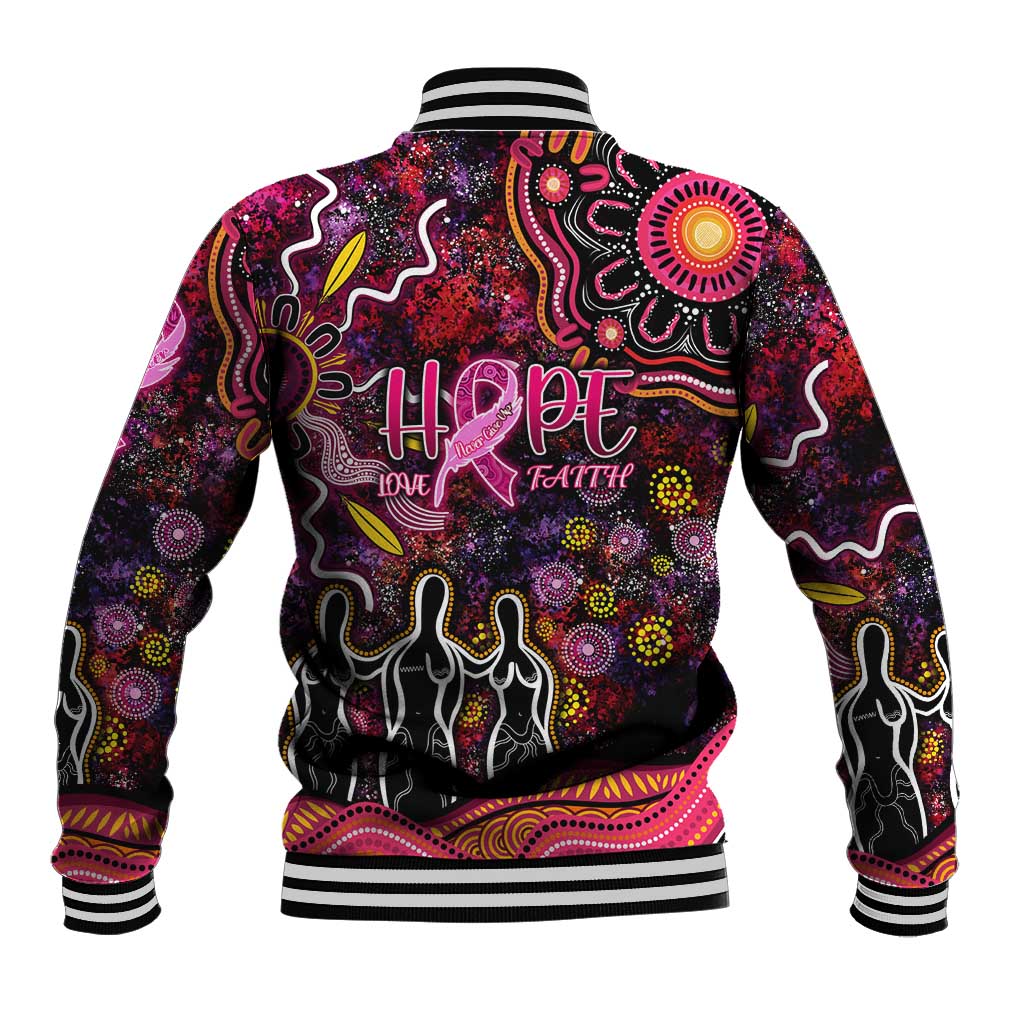 Breast Cancer Aboriginal Baseball Jacket Australian Indigenous Never Give Up - Faith Hope Love