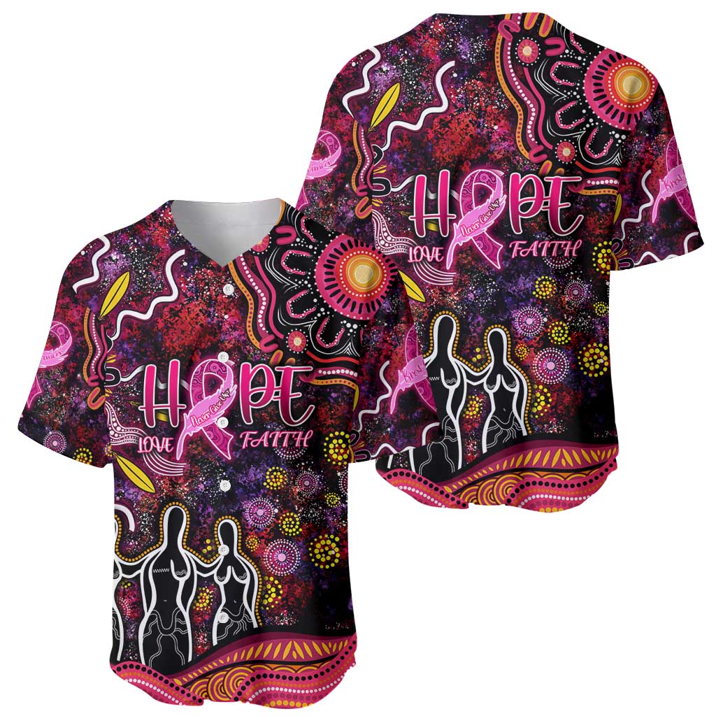 Breast Cancer Aboriginal Baseball Jersey Australian Indigenous Never Give Up - Faith Hope Love