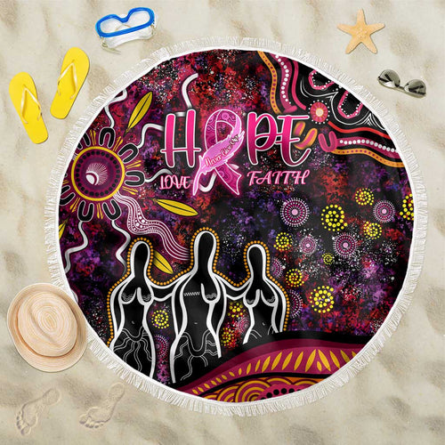 Breast Cancer Aboriginal Beach Blanket Australian Indigenous Never Give Up - Faith Hope Love