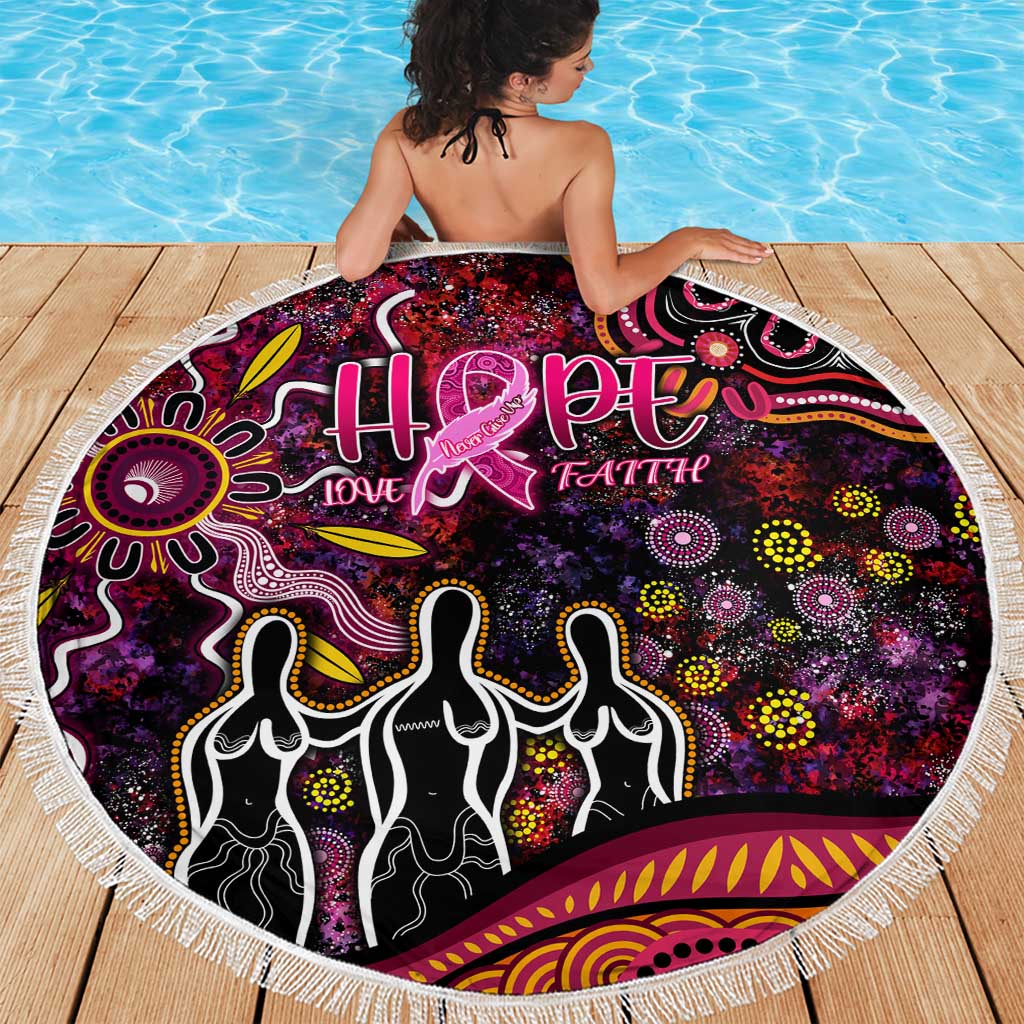 Breast Cancer Aboriginal Beach Blanket Australian Indigenous Never Give Up - Faith Hope Love