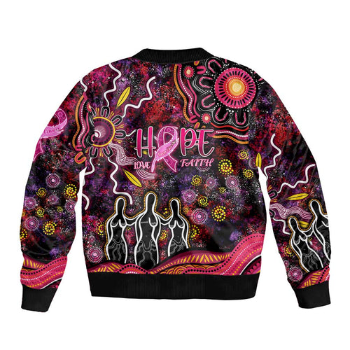 Breast Cancer Aboriginal Bomber Jacket Australian Indigenous Never Give Up - Faith Hope Love
