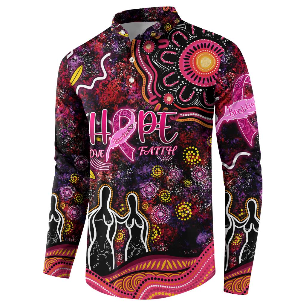 Breast Cancer Aboriginal Button Sweatshirt Australian Indigenous Never Give Up - Faith Hope Love