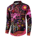 Breast Cancer Aboriginal Button Sweatshirt Australian Indigenous Never Give Up - Faith Hope Love