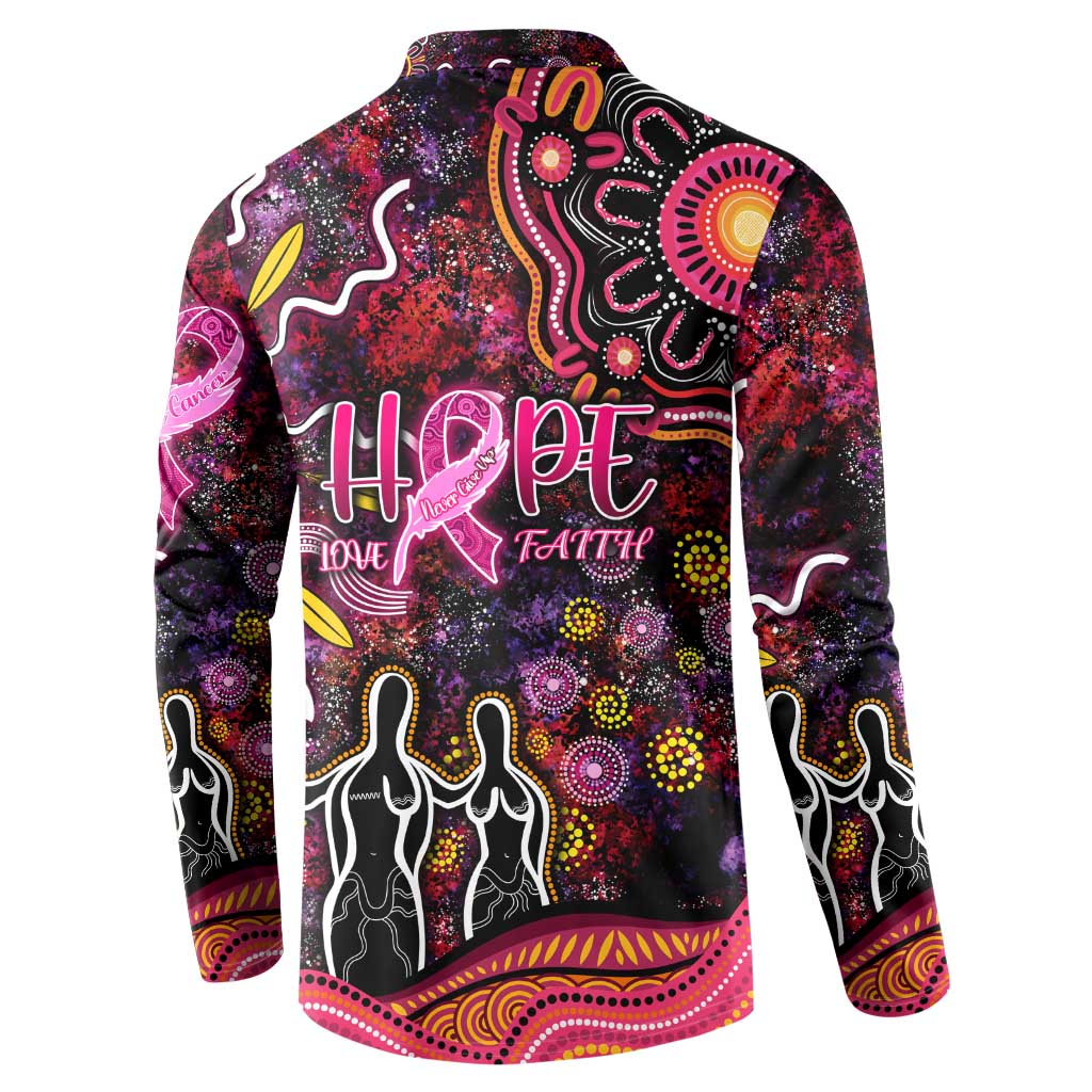 Breast Cancer Aboriginal Button Sweatshirt Australian Indigenous Never Give Up - Faith Hope Love