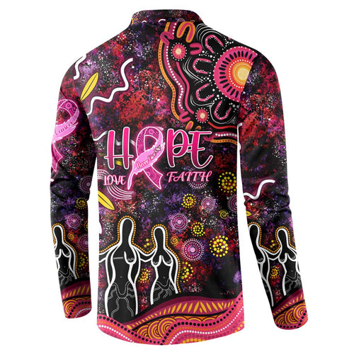Breast Cancer Aboriginal Button Sweatshirt Australian Indigenous Never Give Up - Faith Hope Love