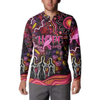 Breast Cancer Aboriginal Button Sweatshirt Australian Indigenous Never Give Up - Faith Hope Love