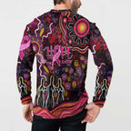 Breast Cancer Aboriginal Button Sweatshirt Australian Indigenous Never Give Up - Faith Hope Love