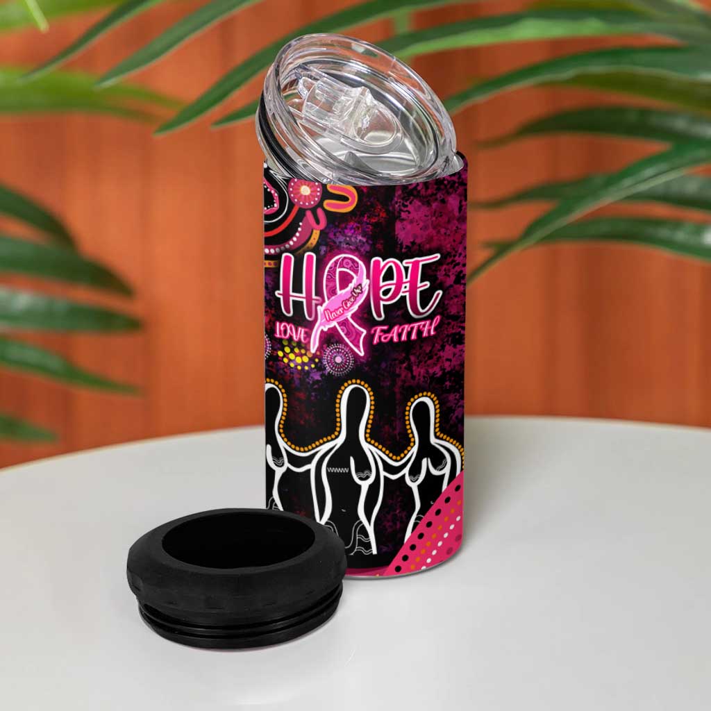 Breast Cancer Aboriginal 4 in 1 Can Cooler Tumbler Australian Indigenous Never Give Up - Faith Hope Love