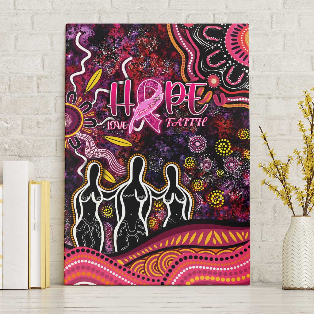 Breast Cancer Aboriginal Canvas Wall Art Australian Indigenous Never Give Up - Faith Hope Love