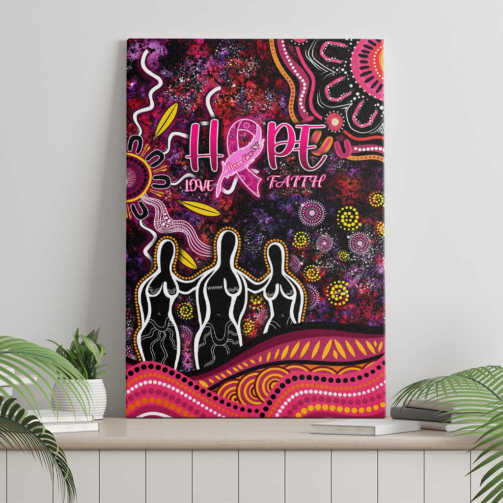 Breast Cancer Aboriginal Canvas Wall Art Australian Indigenous Never Give Up - Faith Hope Love