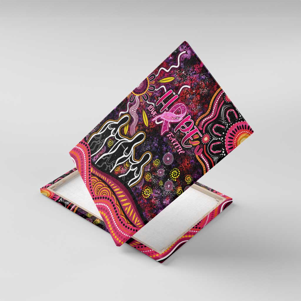 Breast Cancer Aboriginal Canvas Wall Art Australian Indigenous Never Give Up - Faith Hope Love