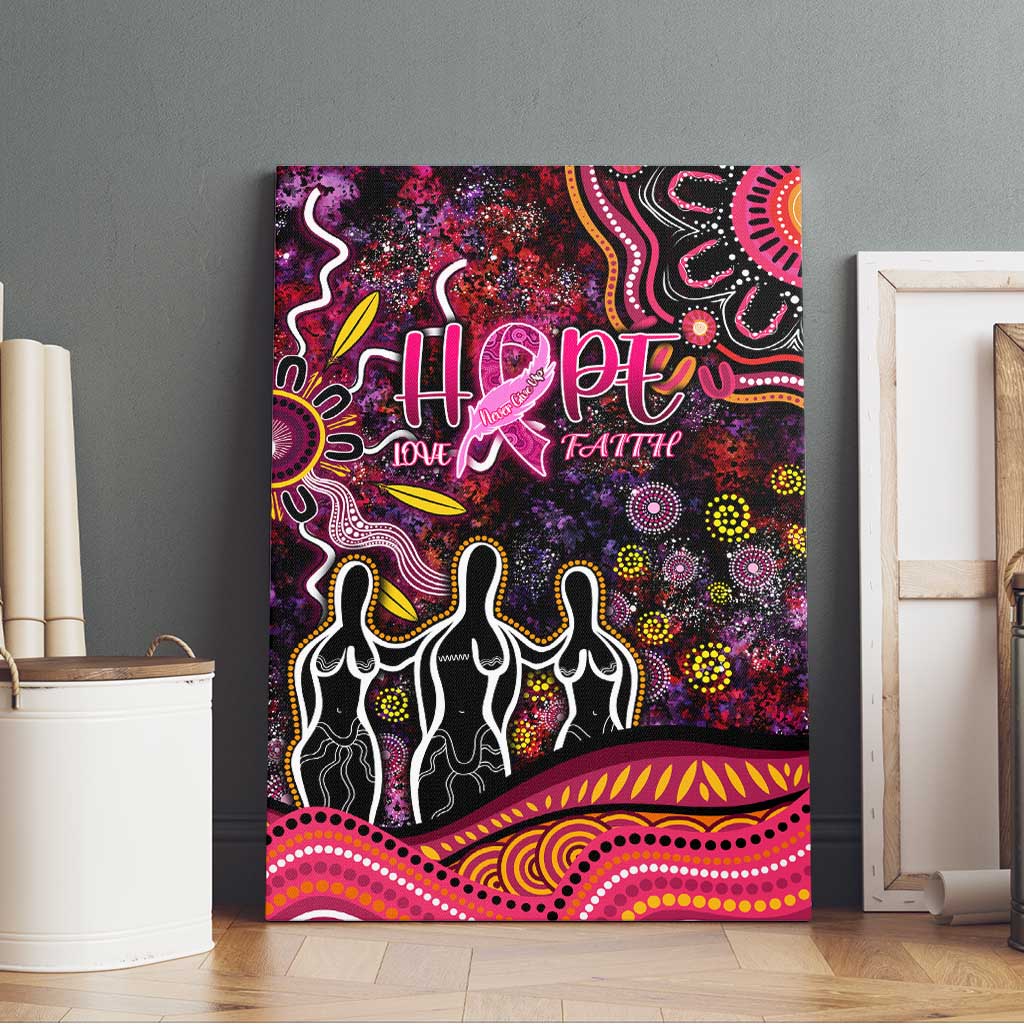 Breast Cancer Aboriginal Canvas Wall Art Australian Indigenous Never Give Up - Faith Hope Love
