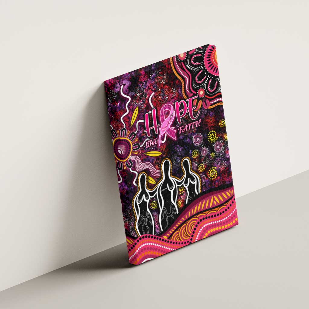 Breast Cancer Aboriginal Canvas Wall Art Australian Indigenous Never Give Up - Faith Hope Love
