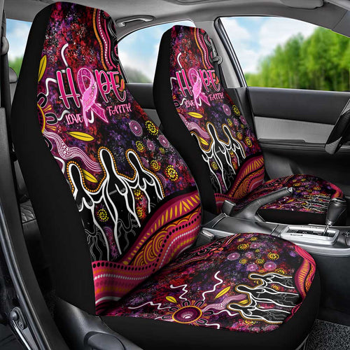 Breast Cancer Aboriginal Car Seat Cover Australian Indigenous Never Give Up - Faith Hope Love