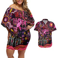 Breast Cancer Aboriginal Couples Matching Off Shoulder Short Dress and Hawaiian Shirt Australian Indigenous Never Give Up - Faith Hope Love