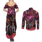 Breast Cancer Aboriginal Couples Matching Summer Maxi Dress and Long Sleeve Button Shirt Australian Indigenous Never Give Up - Faith Hope Love