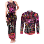 Breast Cancer Aboriginal Couples Matching Tank Maxi Dress and Long Sleeve Button Shirt Australian Indigenous Never Give Up - Faith Hope Love