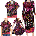Breast Cancer Aboriginal Family Matching Long Sleeve Bodycon Dress and Hawaiian Shirt Australian Indigenous Never Give Up - Faith Hope Love