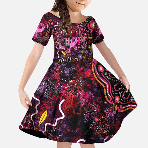 Breast Cancer Aboriginal Family Matching Long Sleeve Bodycon Dress and Hawaiian Shirt Australian Indigenous Never Give Up - Faith Hope Love