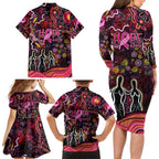 Breast Cancer Aboriginal Family Matching Long Sleeve Bodycon Dress and Hawaiian Shirt Australian Indigenous Never Give Up - Faith Hope Love