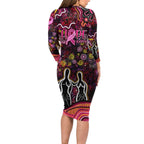 Breast Cancer Aboriginal Family Matching Long Sleeve Bodycon Dress and Hawaiian Shirt Australian Indigenous Never Give Up - Faith Hope Love