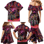 Breast Cancer Aboriginal Family Matching Mermaid Dress and Hawaiian Shirt Australian Indigenous Never Give Up - Faith Hope Love