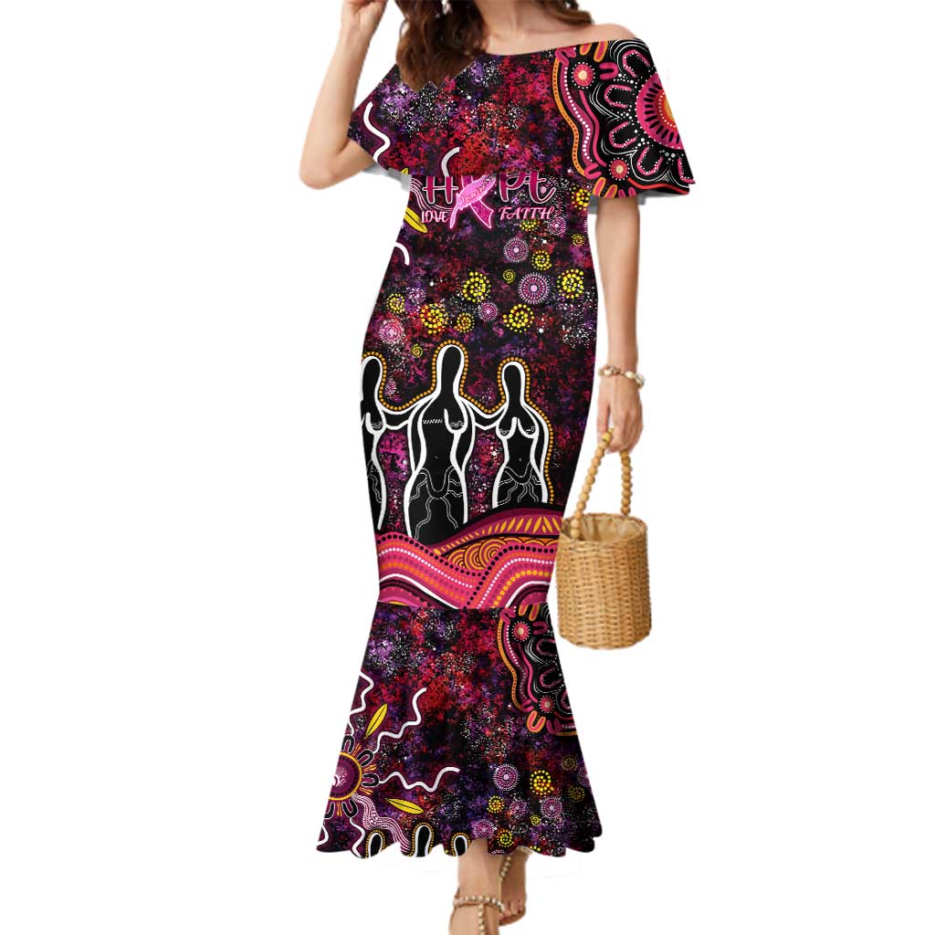 Breast Cancer Aboriginal Family Matching Mermaid Dress and Hawaiian Shirt Australian Indigenous Never Give Up - Faith Hope Love