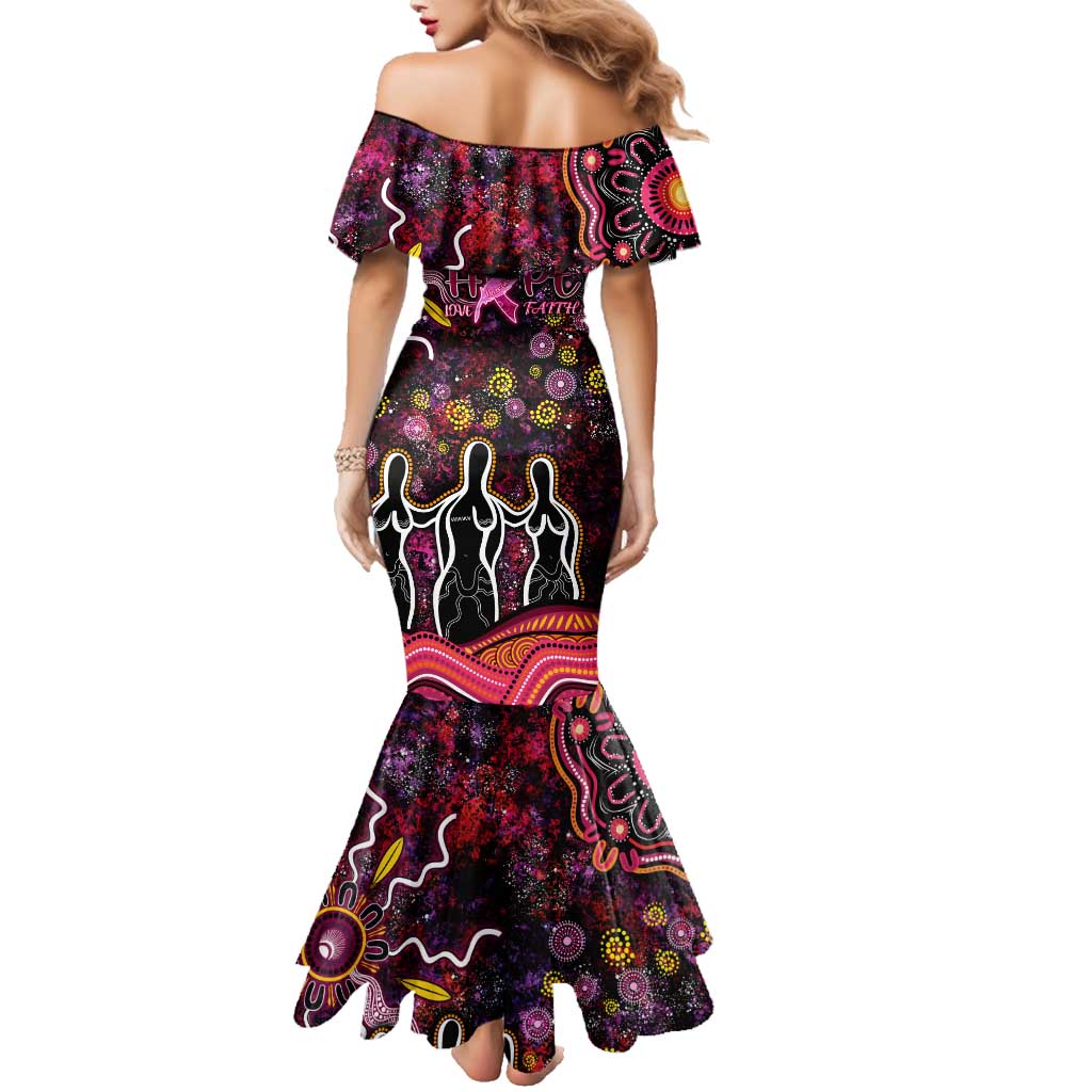 Breast Cancer Aboriginal Family Matching Mermaid Dress and Hawaiian Shirt Australian Indigenous Never Give Up - Faith Hope Love