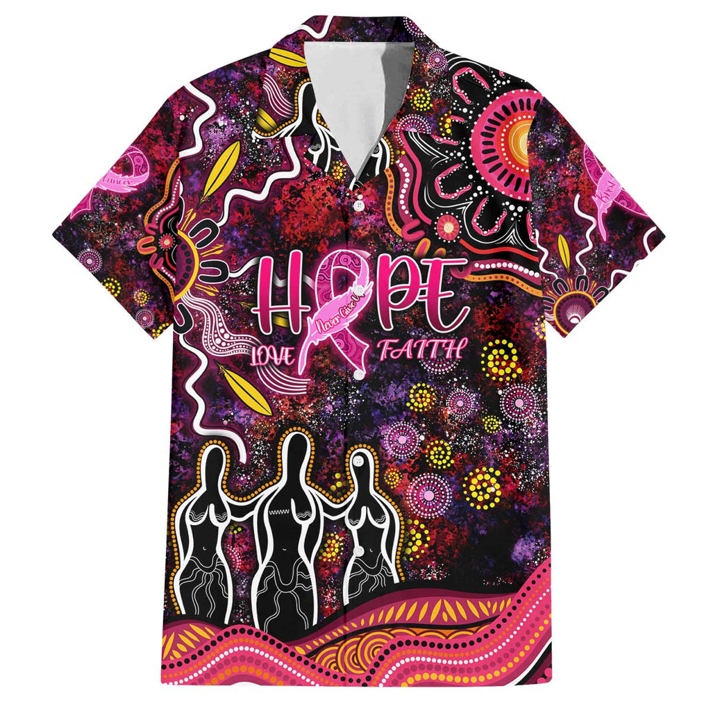 Breast Cancer Aboriginal Family Matching Off The Shoulder Long Sleeve Dress and Hawaiian Shirt Australian Indigenous Never Give Up - Faith Hope Love