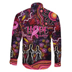 Breast Cancer Aboriginal Family Matching Off The Shoulder Long Sleeve Dress and Hawaiian Shirt Australian Indigenous Never Give Up - Faith Hope Love