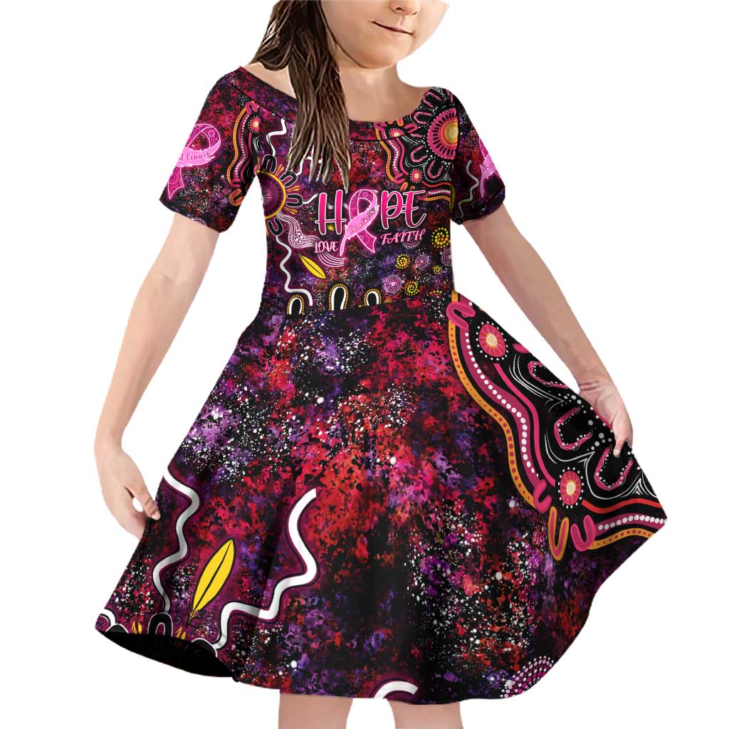 Breast Cancer Aboriginal Family Matching Off Shoulder Short Dress and Hawaiian Shirt Australian Indigenous Never Give Up - Faith Hope Love