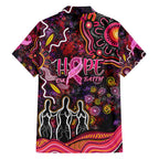 Breast Cancer Aboriginal Family Matching Off Shoulder Short Dress and Hawaiian Shirt Australian Indigenous Never Give Up - Faith Hope Love
