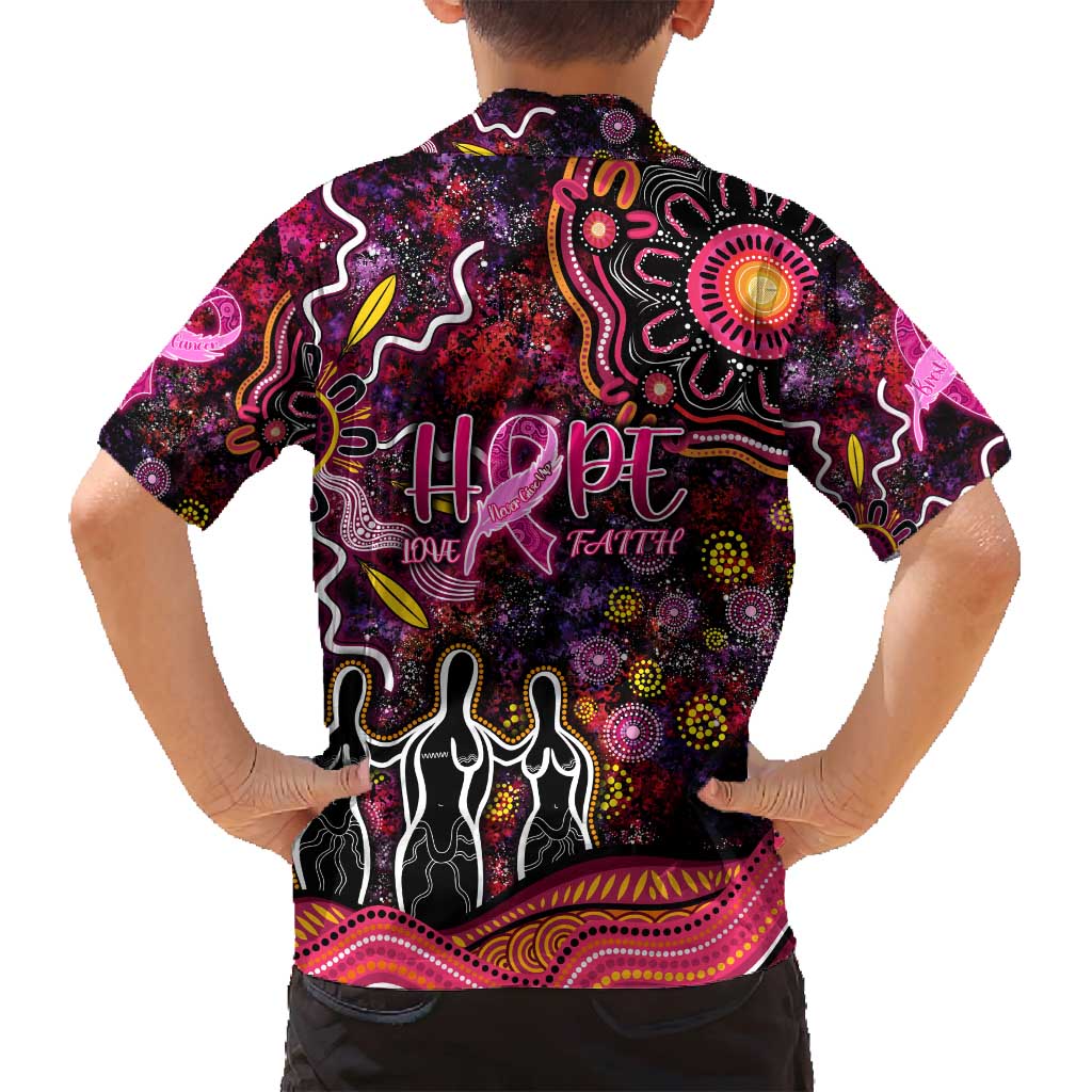 Breast Cancer Aboriginal Family Matching Puletasi and Hawaiian Shirt Australian Indigenous Never Give Up - Faith Hope Love