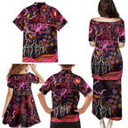 Breast Cancer Aboriginal Family Matching Puletasi and Hawaiian Shirt Australian Indigenous Never Give Up - Faith Hope Love