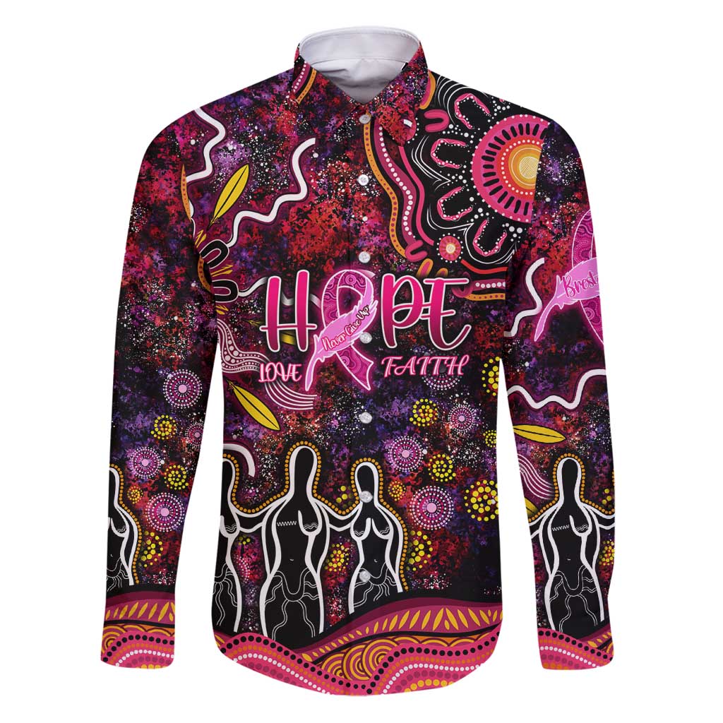 Breast Cancer Aboriginal Family Matching Puletasi and Hawaiian Shirt Australian Indigenous Never Give Up - Faith Hope Love