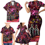 Breast Cancer Aboriginal Family Matching Short Sleeve Bodycon Dress and Hawaiian Shirt Australian Indigenous Never Give Up - Faith Hope Love